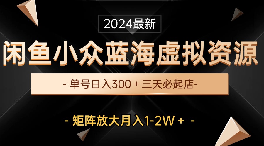 （10336期）最新闲鱼小众蓝海虚拟资源，单号日入300＋，三天必起店，矩阵放大月入1-2W-117资源网