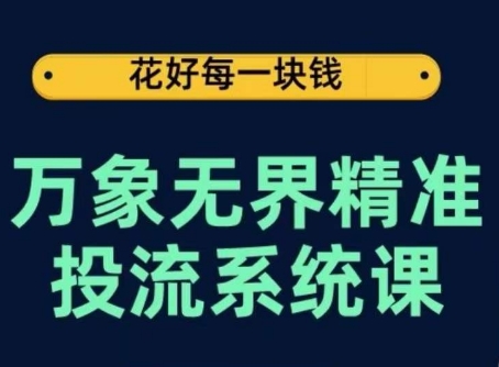 万象无界精准投流系统课，从关键词到推荐，从万象台到达摩盘，从底层原理到实操步骤-117资源网