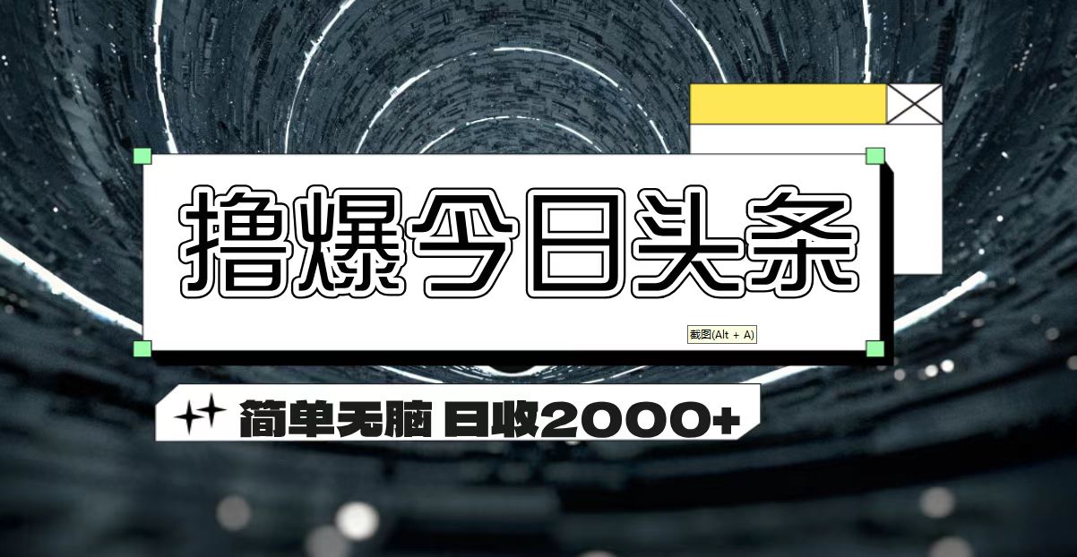 撸爆今日头条 简单无脑操作 日收2000+-117资源网