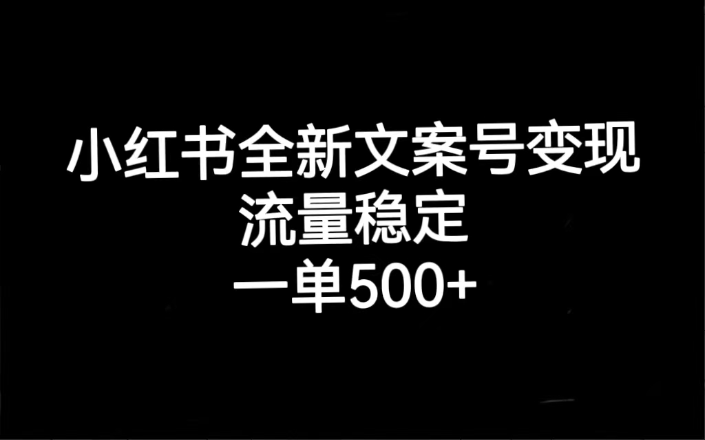 小红书全新文案号变现，流量稳定，一单收入500+-117资源网