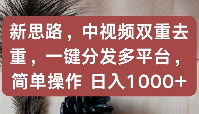 新思路，中视频双重去重，一键分发多平台，简单操作，日入1000+-117资源网