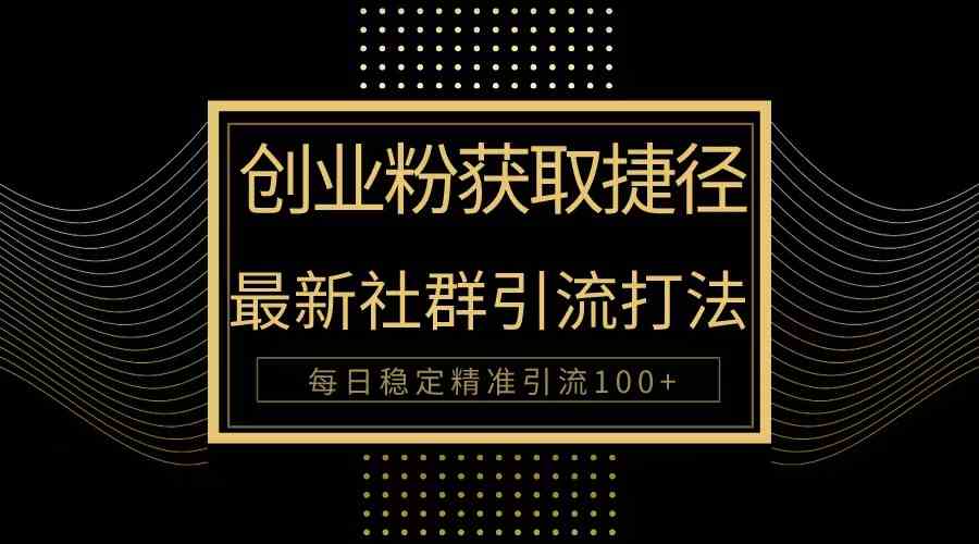 （10040期）创业粉捷径！最新被动引流方法大揭秘，实现每日100+精准引流-117资源网