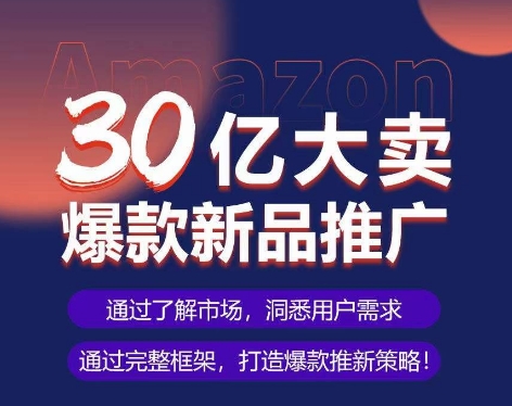 亚马逊·30亿大卖爆款新品推广，可复制、全程案例实操的爆款推新SOP-117资源网