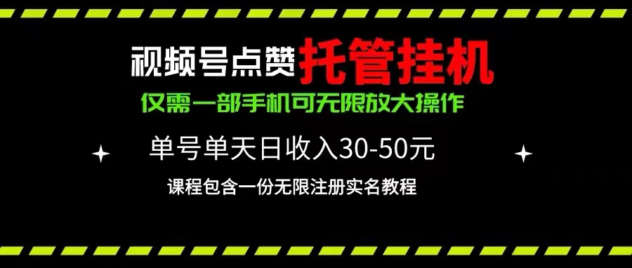 （10644期）视频号点赞托管挂机，单号单天利润30~50，一部手机无限放大（附带无限…-117资源网