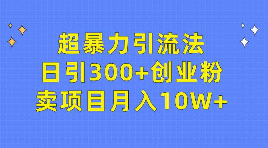 （9954期）超暴力引流法，日引300+创业粉，卖项目月入10W+-117资源网