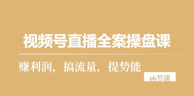 （10207期）视频号直播全案操盘课，赚利润，搞流量，提势能（16节课）-117资源网