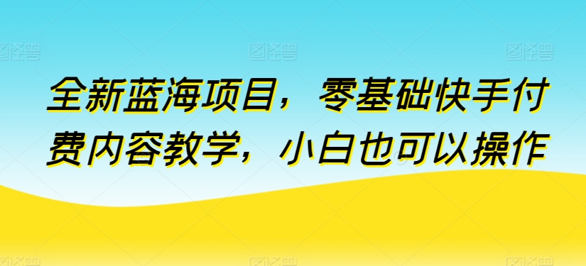 全新蓝海项目，零基础快手付费内容教学，小白也可以操作-117资源网