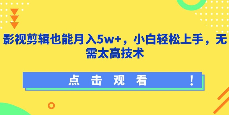 影视剪辑也能月入5w+，小白轻松上手，无需太高技术-117资源网