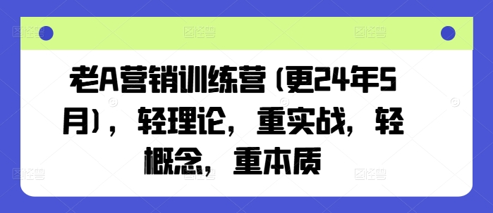 老A营销训练营(更24年5月)，轻理论，重实战，轻概念，重本质-117资源网