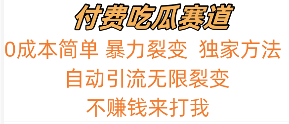 吃瓜付费赛道，暴力无限裂变，0成本，实测日入700+！！！-117资源网