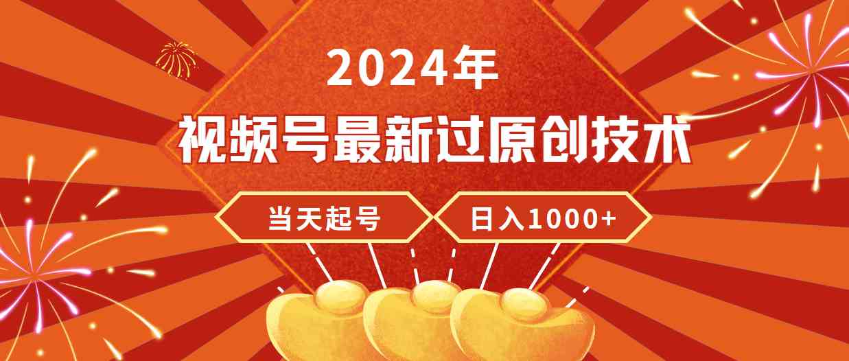 （9565期）2024年视频号最新过原创技术，当天起号，收入稳定，日入1000+-117资源网