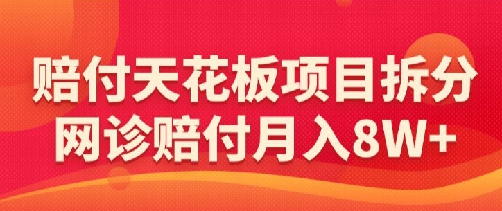 赔付天花板项目拆分，网诊赔付月入8W+-【仅揭秘】-117资源网