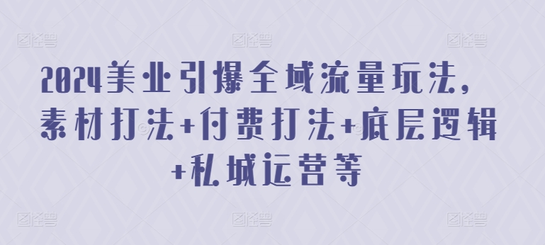 2024美业引爆全域流量玩法，素材打法 付费打法 底层逻辑 私城运营等-117资源网