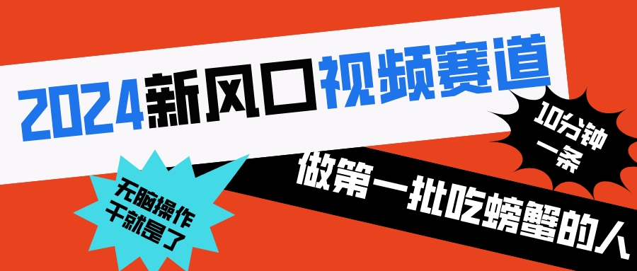 2024新风口视频赛道 做第一批吃螃蟹的人 10分钟一条原创视频 小白无脑操作1-117资源网