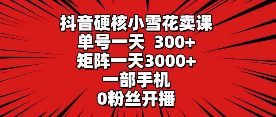 （9551期）抖音硬核小雪花卖课，单号一天300+，矩阵一天3000+，一部手机0粉丝开播-117资源网