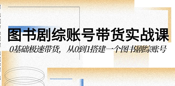 图书剧综账号带货实战课，0基础极速带货，从0到1搭建一个图书剧综账号-117资源网