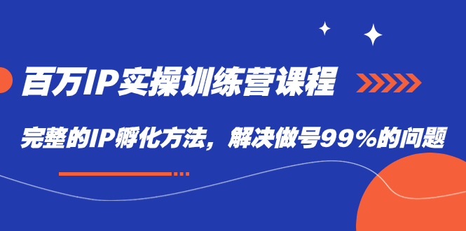 百万IP实战训练营课程，完整的IP孵化方法，解决做号99%的问题-117资源网