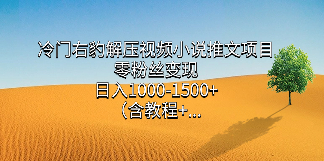 冷门右豹解压视频小说推文项目，零粉丝变现，日入1000-1500+。-117资源网