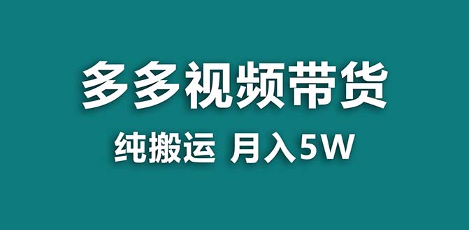 【蓝海项目】拼多多视频带货 纯搬运一个月搞了5w佣金，小白也能操作 送工具-117资源网