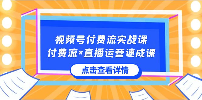 视频号付费流实战课，付费流×直播运营速成课，让你快速掌握视频号核心运..-117资源网