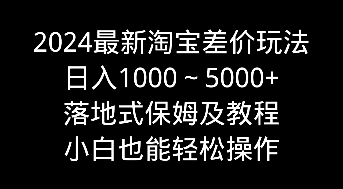 2024最新淘宝差价玩法，日入1000～5000+落地式保姆及教程 小白也能轻松操作-117资源网