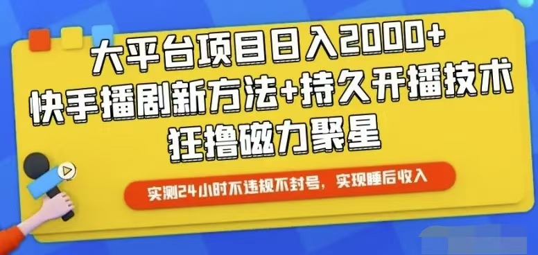 （10694期）快手24小时无人直播，真正实现睡后收益-117资源网