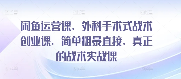 闲鱼运营课，外科手术式战术创业课，简单粗暴直接，真正的战术实战课-117资源网