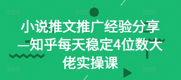 小说推文推广经验分享—知乎每天稳定4位数大佬实操课-117资源网