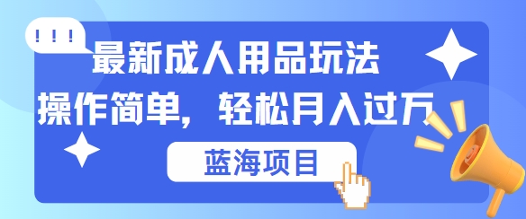 最新成人用品项目玩法，操作简单，动动手，轻松日入几张【揭秘】-117资源网