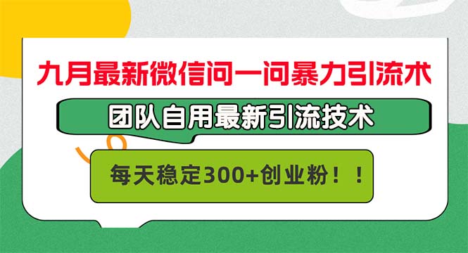 九月最新微信问一问暴力引流术，团队自用引流术，每天稳定300+创…-117资源网