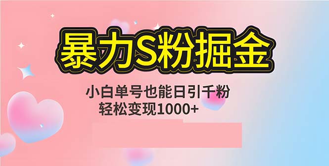 单人单机日引千粉，变现1000+，S粉流量掘金计划攻略-117资源网