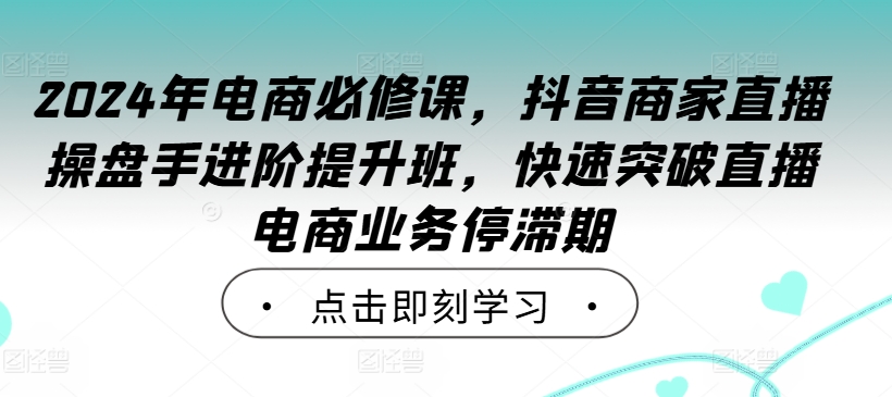 2024年电商必修课，抖音商家直播操盘手进阶提升班，快速突破直播电商业务停滞期-117资源网