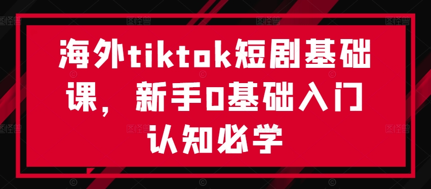 海外tiktok短剧基础课，新手0基础入门认知必学-117资源网