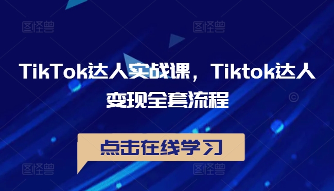 TikTok达人实战课，Tiktok达人变现全套流程-117资源网