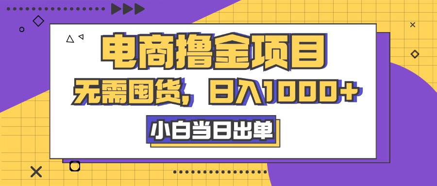 电商撸金项目，无需囤货，日入1000+，人性玩法，复购不断-117资源网