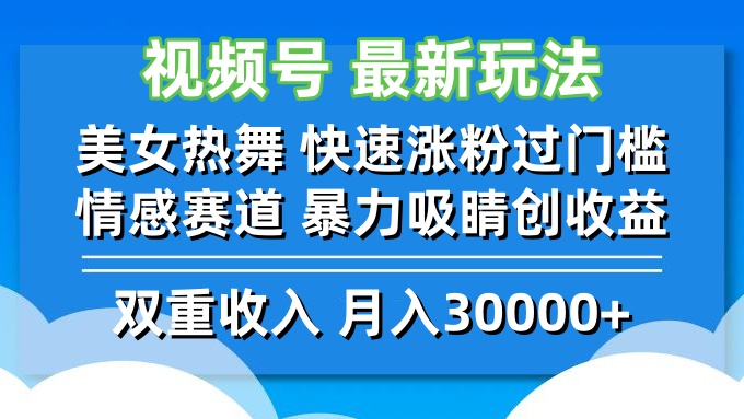 视频号最新玩法 美女热舞 快速涨粉过门槛 情感赛道  暴力吸睛创收益-117资源网