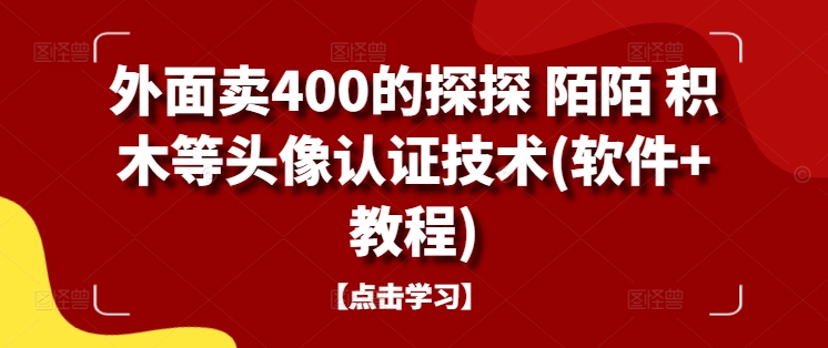 外面卖400的探探 陌陌 积木等头像认证技术(软件+教程)-117资源网