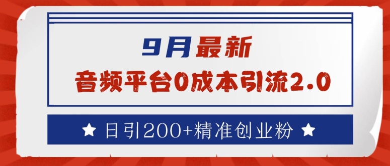 9月最新：音频平台0成本引流，日引200+精准创业粉【揭秘】-117资源网