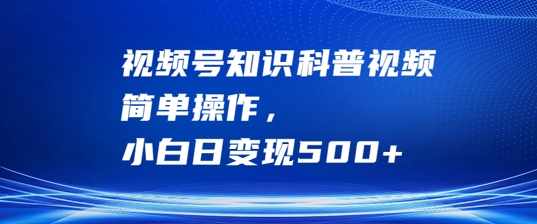 视频号知识科普视频，简单操作，小白日变现500+【揭秘】-117资源网