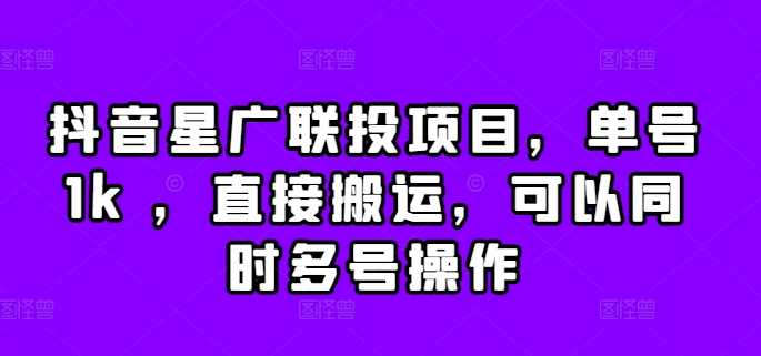 抖音星广联投项目，单号1k ，直接搬运，可以同时多号操作【揭秘】-117资源网