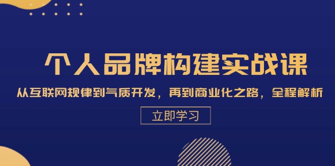 个人品牌构建实战课：从互联网规律到气质开发，再到商业化之路，全程解析-117资源网