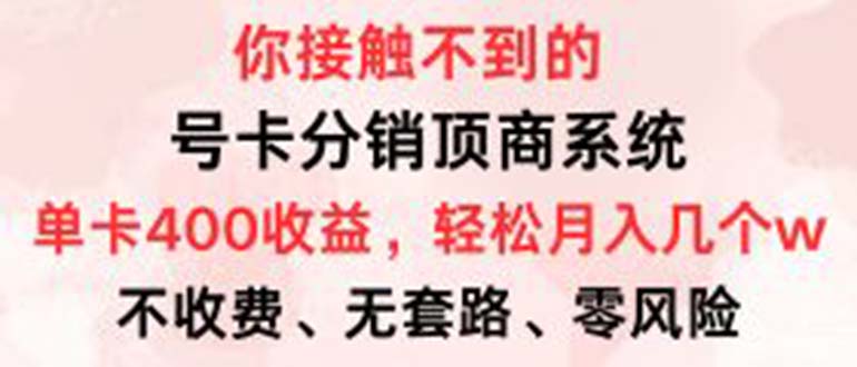 （12820期）号卡分销顶商系统，单卡400+收益。0门槛免费领，月入几W超轻松！-117资源网