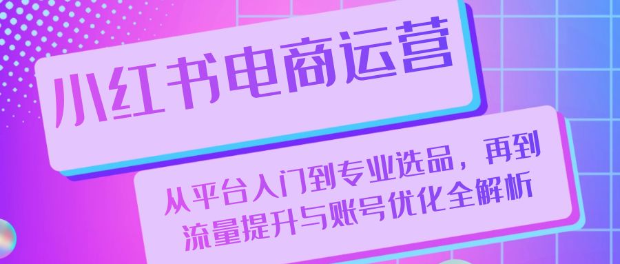 小红书电商运营：从平台入门到专业选品，再到流量提升与账号优化全解析-117资源网