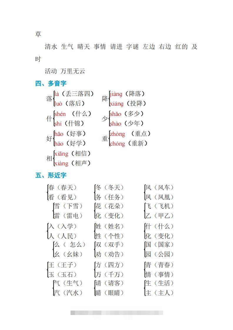 图片[2]-语文一年级下册期中复习知识要点-117资源网