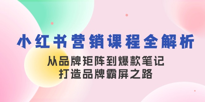 小红书营销课程全解析，从品牌矩阵到爆款笔记，打造品牌霸屏之路-117资源网