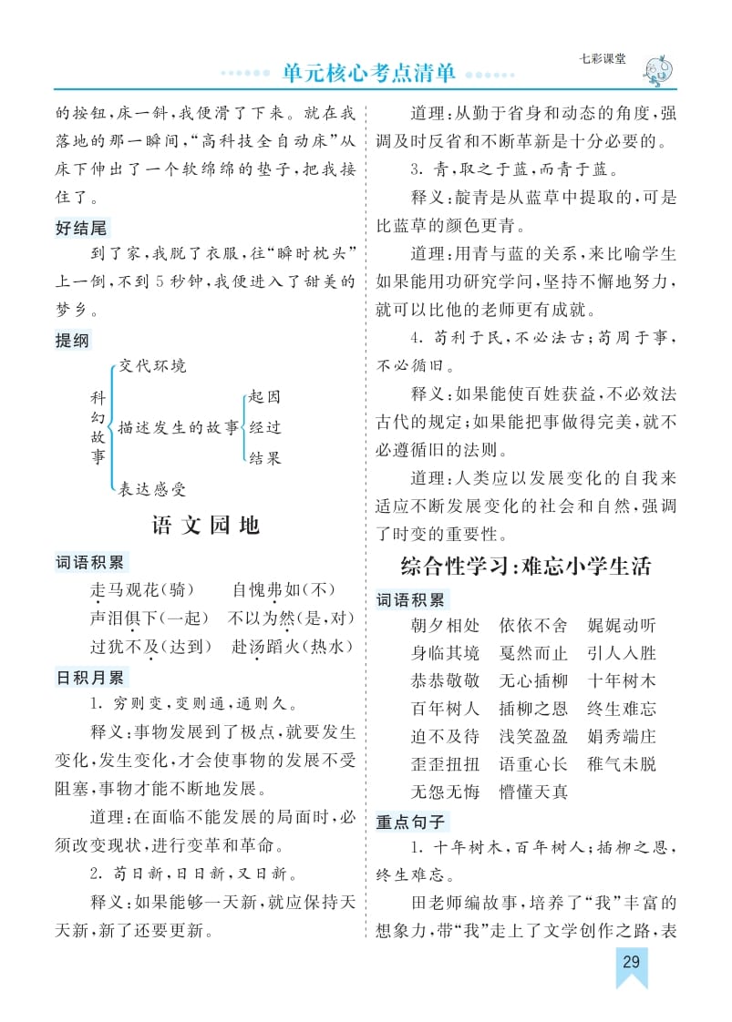 六年级语文下册第六单元核心考点清单-117资源网