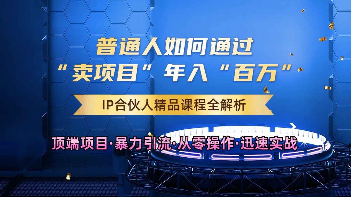 普通人如何通过知识付费“卖项目”年入“百万”，IP合伙人精品课程，黑科技暴力引流-117资源网