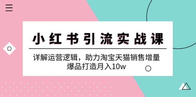 小红书引流实战课：详解运营逻辑，助力淘宝天猫销售增量，爆品打造月入10w-117资源网