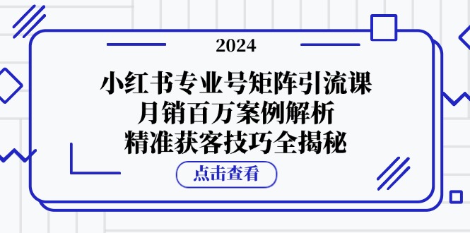 小红书专业号矩阵引流课，月销百万案例解析，精准获客技巧全揭秘-117资源网