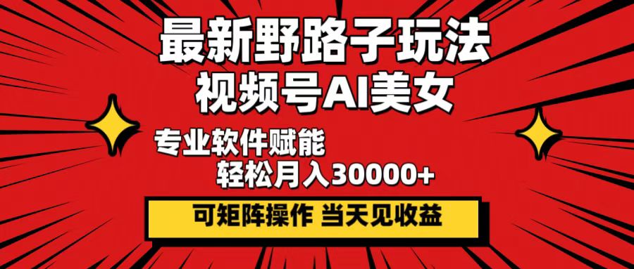 （12798期）最新野路子玩法，视频号AI美女，当天见收益，轻松月入30000＋-117资源网